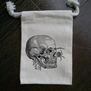 Skull with Spider Muslin Party Favor Bag