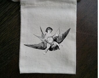 Bolsa de muselina para regalos de San Valentín con diseño de Cupido