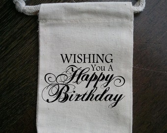 Bolsa de muselina para recuerdos de fiesta de feliz cumpleaños