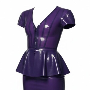 Latex clothing Peplum jacket in semi transparent mauve. lingerie. SKIRT ONLY.