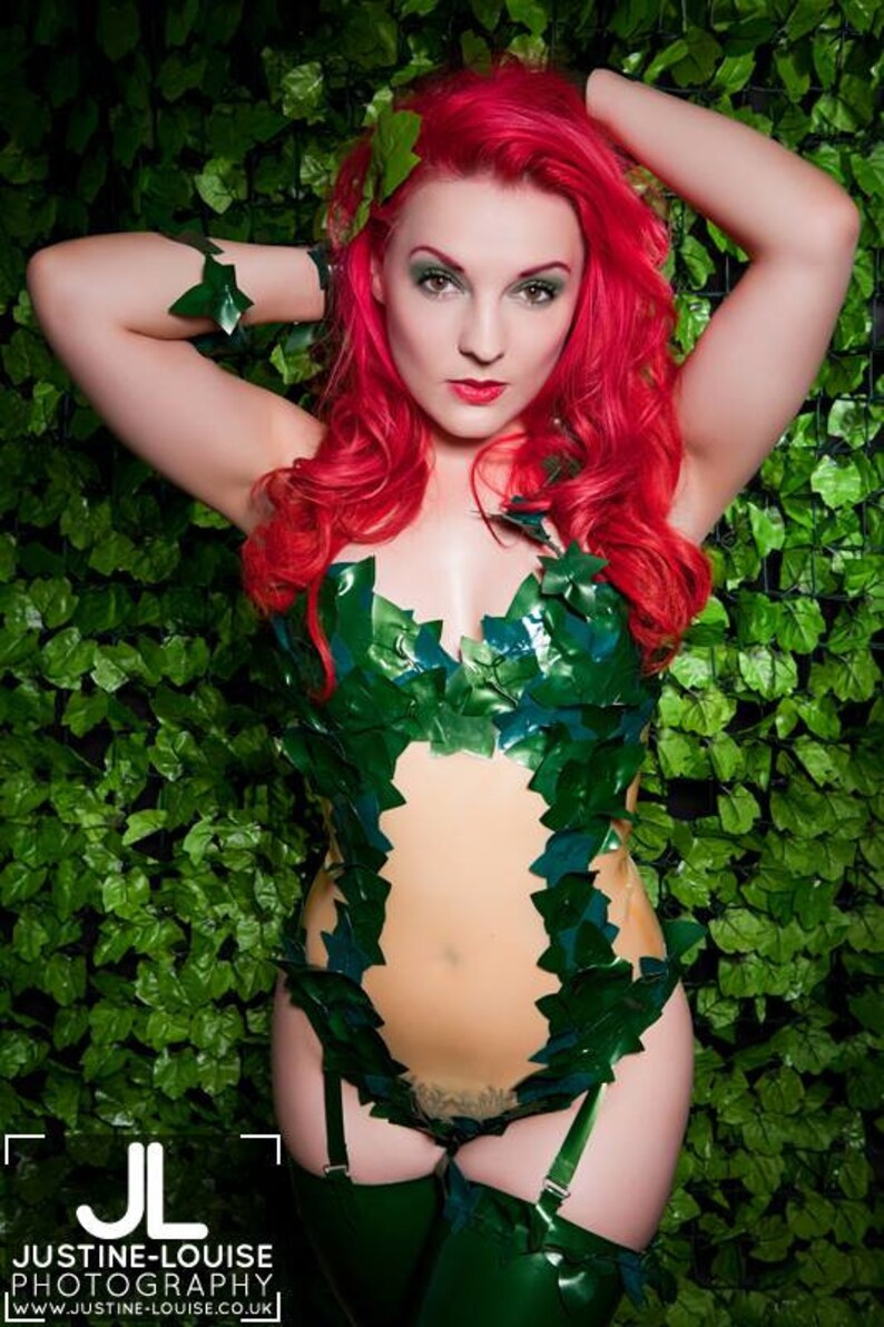 Latex clothing Poison Ivy Body suit in Metallic Green and Forest Green Cosplay Lingerie
