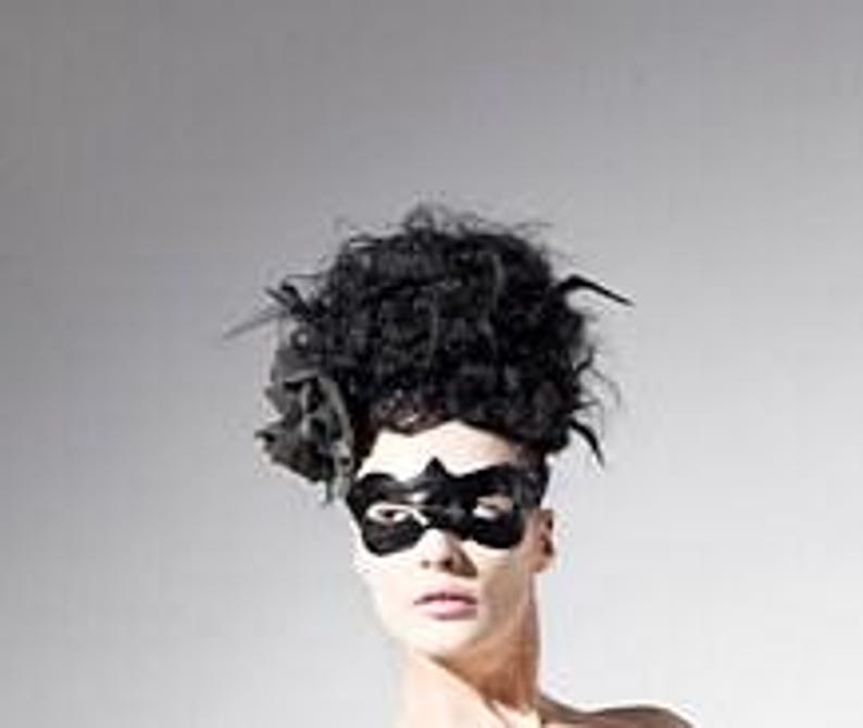 Latex clothing. Black latex eye mask. image 4