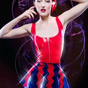Latex clothing Zip up top in Red or any color. lingerie.