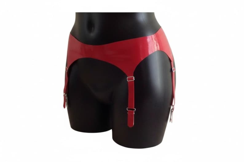 Latex Lingerie Pin Up Red Suspender belt in red or any other colours. image 1
