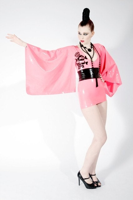  IDOBLO Black, Red, Pink Latex Dress for Woman