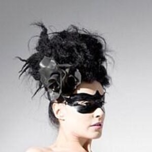 Latex clothing. Black latex eye mask. image 3