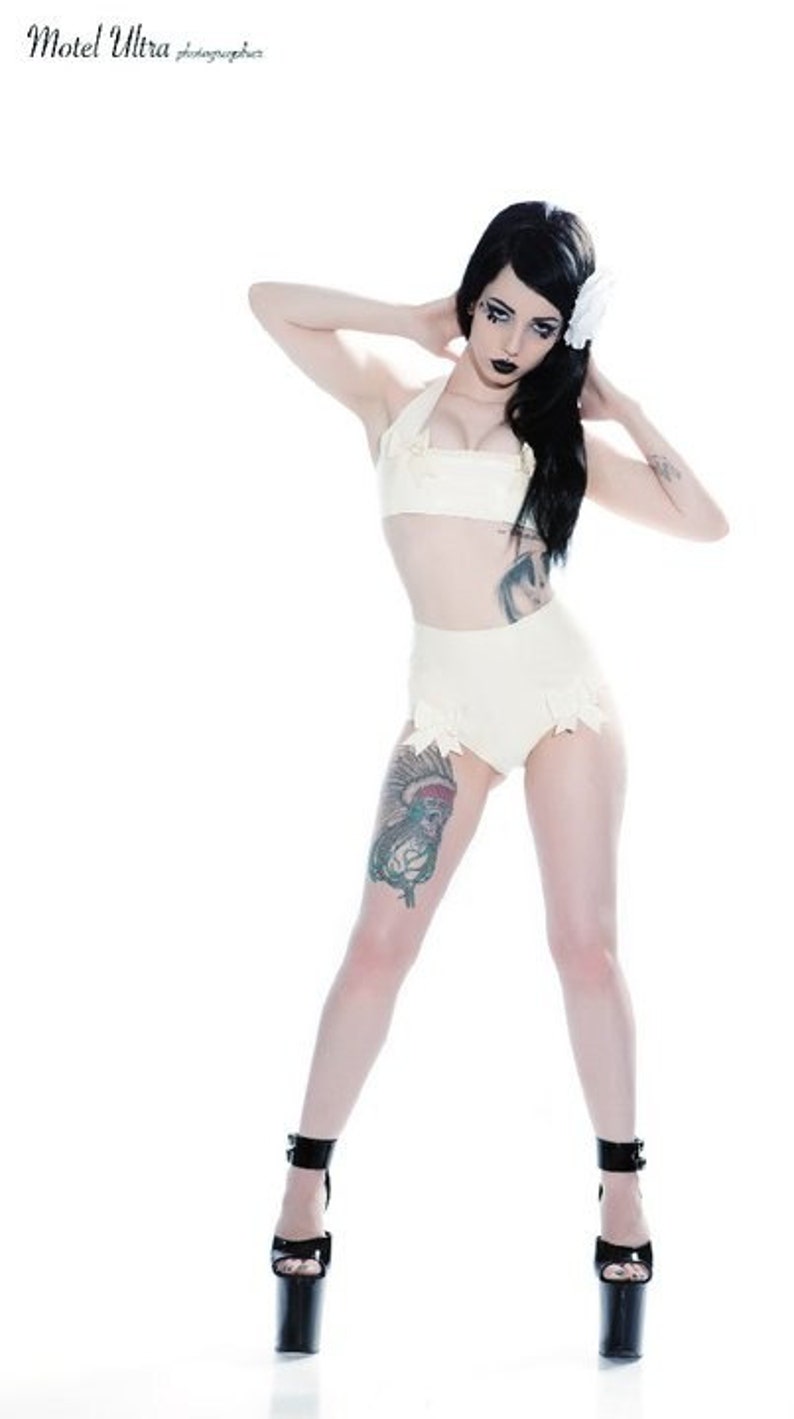 Latex Lingerie Bow shorts in White or any color. Panties Knickers. image 2