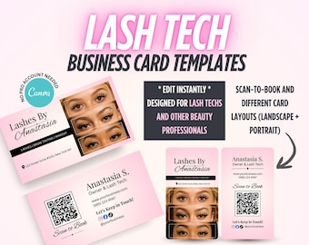 Lash Tech Business Card Template | Editable Canva Card for Lash Artists