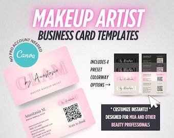 Makeup Artist Business Card Template | Editable Canva Business Card for Beauty Professionals