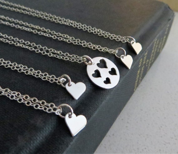 Mom of 4 Gift Set for Family Mother Four Daughter Necklace Shareable Jewelry New Years Sterling Silver Heart Cutout Sisters Mothers Day Etsy Canada
