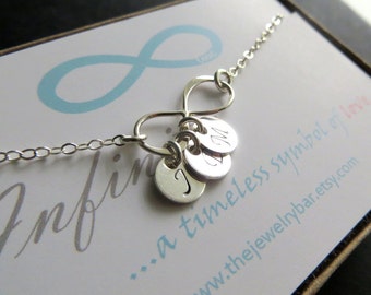 Dainty personalized infinity necklace , initial necklace , friendship , bff jewelry , holiday gift, best friends, mom, mommy