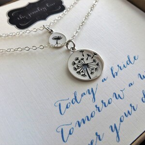 Dandelion mother daughter necklace, mother of the bride gift,  sterling silver charm, mother daughter jewelry sets, gift for mom