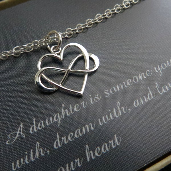 Idee regalo di compleanno per la figlia dalla mamma: braccialetto a forma di cuore infinito in argento, regalo di nozze per la sposa dalla madre della sposa, regalo per le damigelle d'onore.
