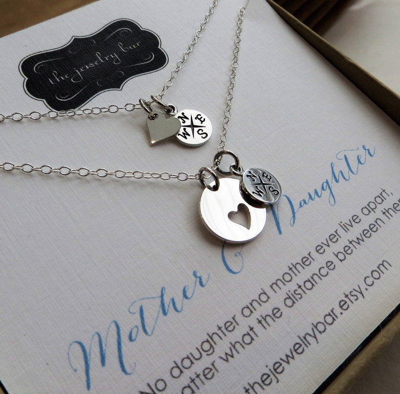 Mother Daughter Compass Heart Necklace Daughter Going Away Etsy