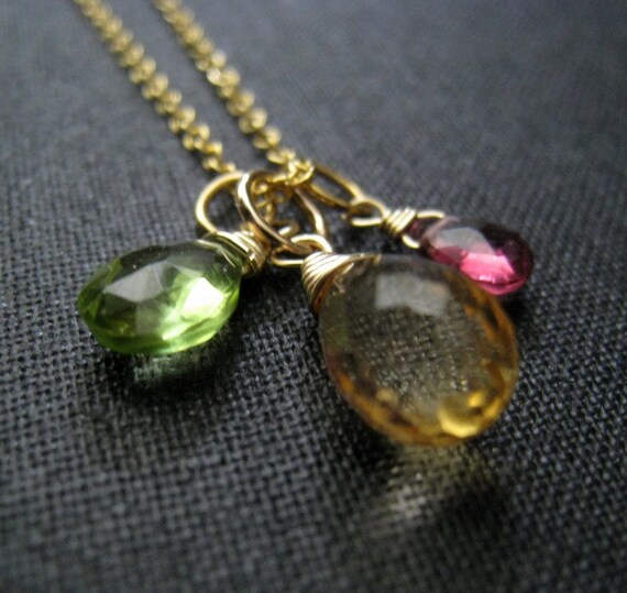 Items similar to Candy gemstone necklace, gold or sterling silver