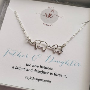 Vater zu Tochter Geschenk, Papa und Baby Elefant Halskette, Rose Gold Silber Festoon Charme, Vater und Kind, Tochter Geschenk von Papa