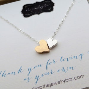 Stepmom gift, Birthday gift for stepmom, mixed double heart necklace, stepmother birthday gift, bonus foster mom, wedding, mothers day day