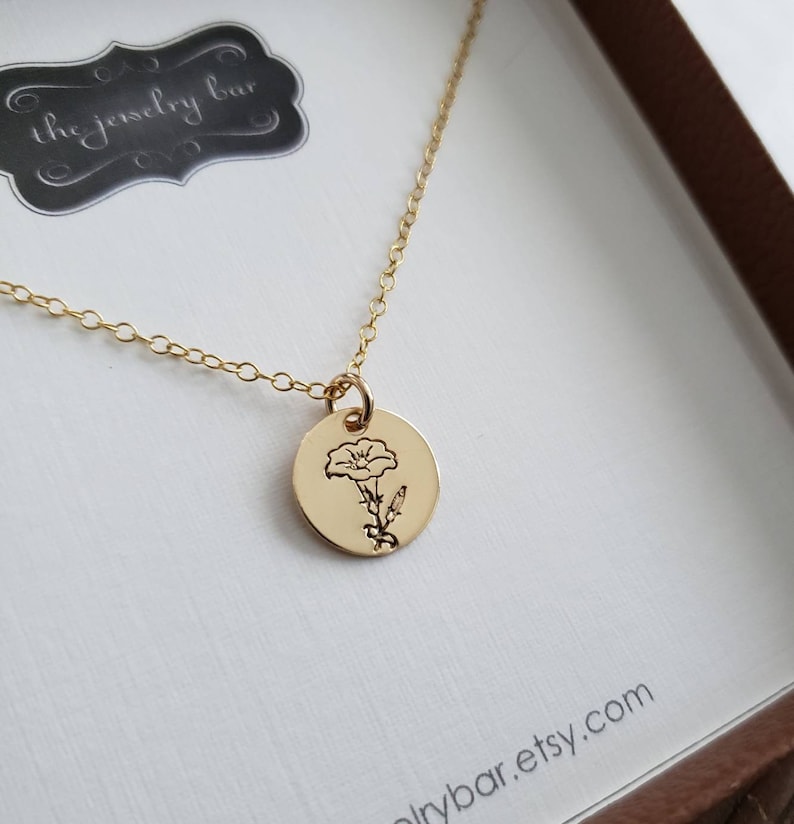 Birthday gift for mom from daughter, Personalized Birth flower necklace, hand stamped initial, stepmom, first my mother forever my friend image 7