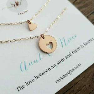 Aunt niece shareable cutout heart necklace set new auntie niece matching gift baptism Easter aunt birthday gift mothers day gift for aunt