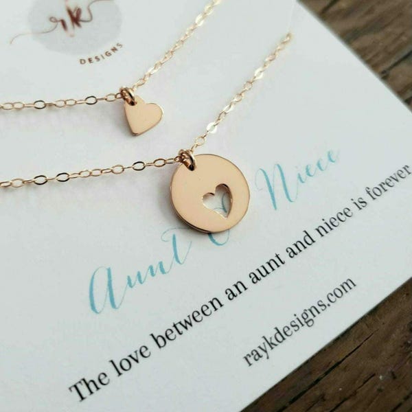 Tante Nichte teilbar Ausschnitt Herz Halskette Set neue Tante Nichte Schmuck taufe Geschenk Tante Geburtstagsgeschenk Muttertagsgeschenk für Tante