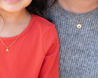 Mom birthday gift, Mother daughter gold heart cutout necklace, mommy and me fashion, single working mom gift, shareable, separation anxiety