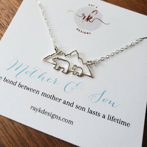 mom of boys gift, mama and baby bear necklace, festoon charm, Christmas mom gift from son, mother son gift, gift from boys, animal charm