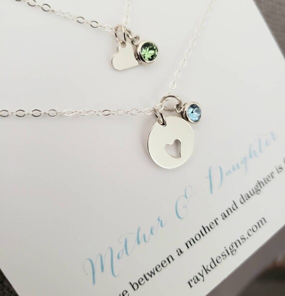 Mother Daughter Birthstone Necklace Set 