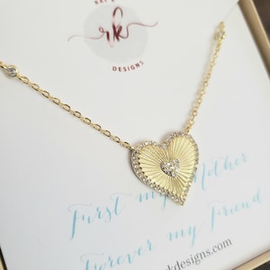 Mutter der Braut Geschenk von der Braut, Fancy Art Deco geriffelte Herz platzen Halskette, Geburtstag Hochzeitstag Geschenk für Mutter der Braut