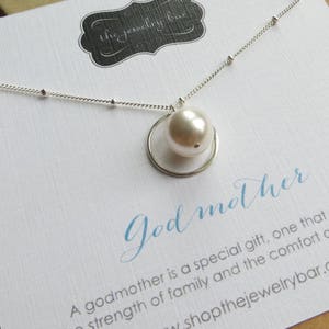 Godmother gift, eternity pearl necklace, fairy godmother birthday gift, godmother necklace, baptism communion jewelry, thank you presents image 5