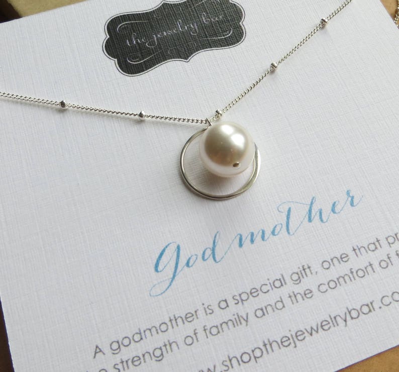 Godmother gift, eternity pearl necklace, fairy godmother birthday gift, godmother necklace, baptism communion jewelry, thank you presents image 5