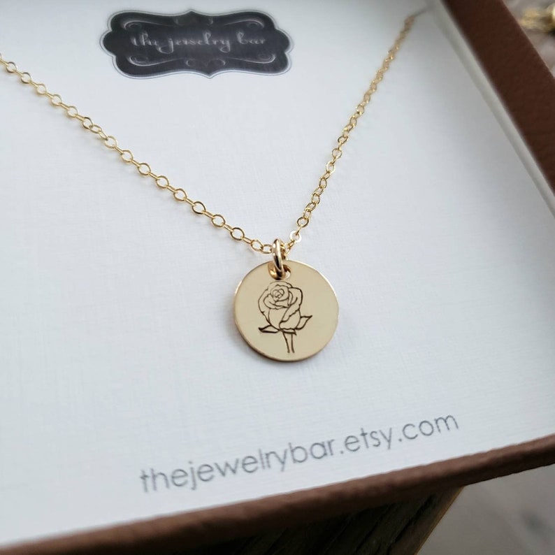 Birthday gift for mom from daughter, Personalized Birth flower necklace, hand stamped initial, stepmom, first my mother forever my friend image 8