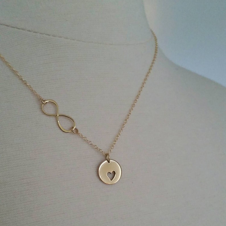 Mother daughter necklace, best Christmas gift for mom, infinity heart charm, wedding day from bride, mother of the bride gift from daughter image 5