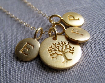 Muttertagsgeschenk für Oma, personalisierter Lebensbaum Charm Halskette, Tolle Großmutter Urlaubsgeschenk, Familien initialen Schmuck, nana, Mama