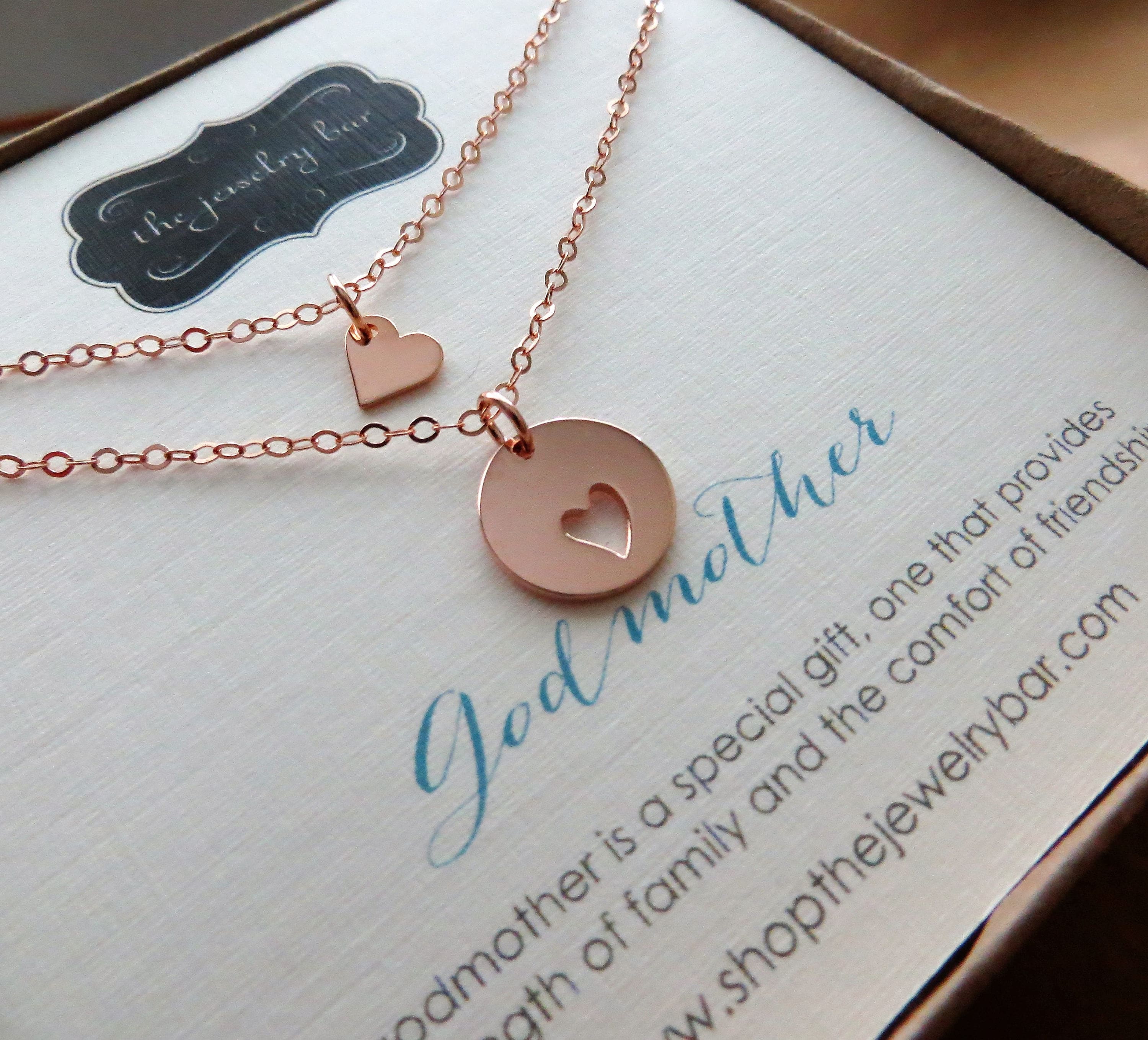 Godmother Goddaughter Necklace Godmother Gift Heart Matching Set Gift for Godmother Goddaughter Birthday Gift Baptism Etsy