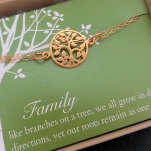 Großmutter Muttertagsgeschenk von Enkeln, Goldenes Lebensbaum Armband, Großmutter Geschenk mit Familien Spruchkarte, Geschenkideen