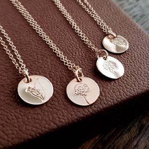 Birthday gift for mom from daughter, Personalized Birth flower necklace, hand stamped initial, stepmom, first my mother forever my friend image 2