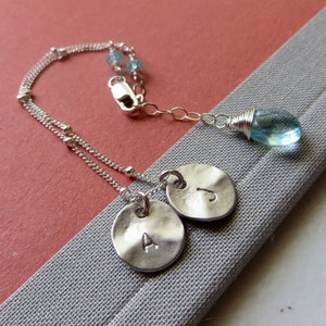 BFF gift, Two initial bracelet, gift for best friend, friendship bracelet, sisters, personalized jewelry, initial birthstone, bestie jewelry