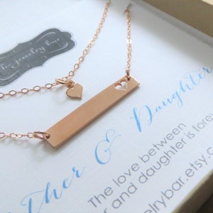 Expecting Mom to be gift, Rose gold mother daughter bar necklace, mom & child set, new mommy, first day of school, sahm wife gift image 3