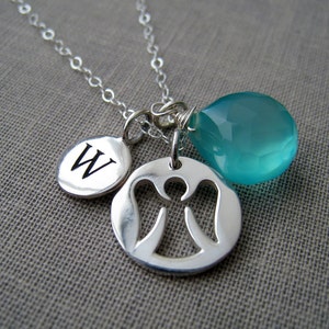 Christmas Guardian angel necklace, initial, personalized gift, memorial gift, sympathy, protection, encouragement gift, cancer, miscarriage