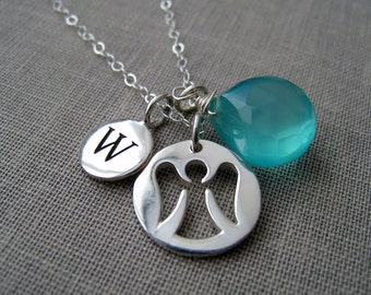 Weihnachten Schutzengel Halskette, Initial, personalisiertes Geschenk, Erinnerungsgeschenk, Sympathie, Schutz, Ermutigungsgeschenk, Krebs, Fehlgeburt
