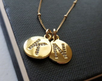 Berühmtheit Stil Diamant erste Halskette, Zirkonia Kristall Buchstabe Charme, personalisierter Schmuck, Goldbuchstabe, Satelliten Kette