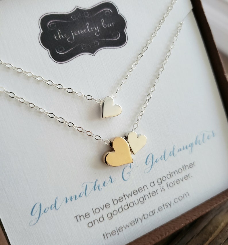 Godmother goddaughter jewelry set double heart bead necklace Etsy