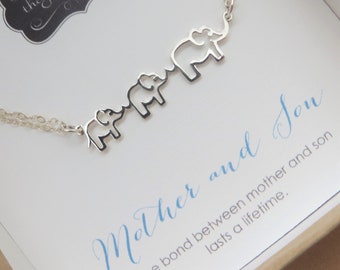 Joyería para madre e hijo, pulsera de elefante para mamá y bebé, regalo de cumpleaños para mamá, regalo para madre de dos hijos, dije de festón de plata esterlina para festividades.