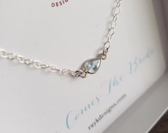 Gift for daughter from mother of the bride, blue topaz anklet, something blue accent for bride, here comes the bride, bridal shower gift