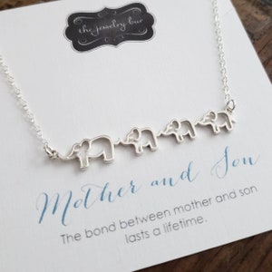 Joyería madre tres hijos, mamá y bebé 3 collar de elefante, regalo de mamá niños, regalo de madre de hijo, regalo de día de madre de 3 madres