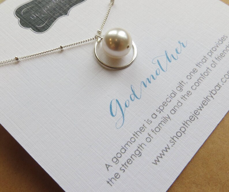 Godmother gift, eternity pearl necklace, fairy godmother birthday gift, godmother necklace, baptism communion jewelry, thank you presents image 3