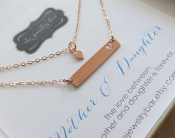 Expecting Mom to be gift, Rose gold mother daughter bar necklace, mom & child set, new mommy, first day of school, sahm wife gift