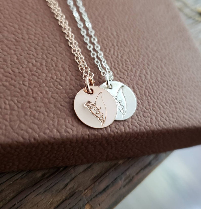 Birthday gift for mom from daughter, Personalized Birth flower necklace, hand stamped initial, stepmom, first my mother forever my friend image 5
