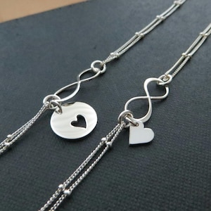 Mutter Tochter Unendlichkeit Armband Geburtstag Geschenk für Mutter Mutter Tochter Herz Ausschnitt Perlen Kette Muttertag 2er Set teilbar