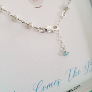 Cadeau voor dochter van moeder van de bruid, blauwe topaas parelschakelarmband, iets blauws cadeau, hier komt de bruidsdouche van de bruid